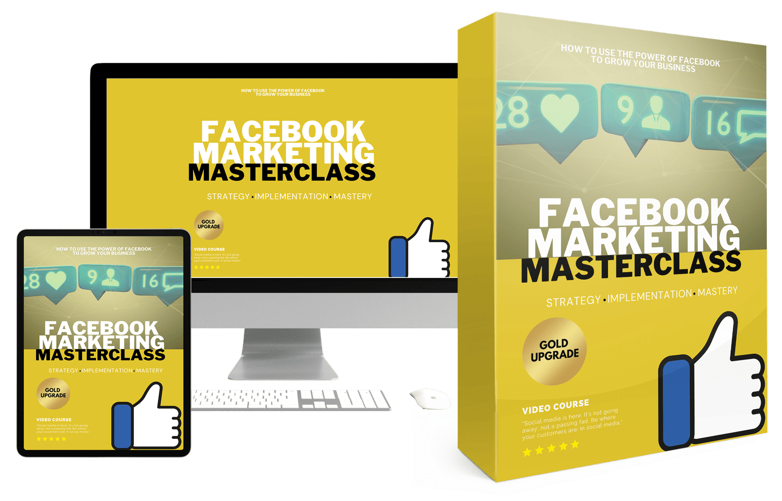 Facebook Marketing Masterclass course box mockup