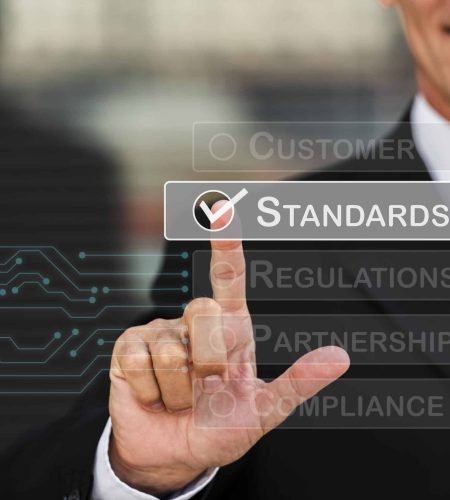 Digital compliance standards and regulations concept for online marketplace trust and security